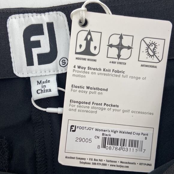 FootJoy Women's Black Side Pockets High Waisted Crop Pant Size S - Picture 6 of 9